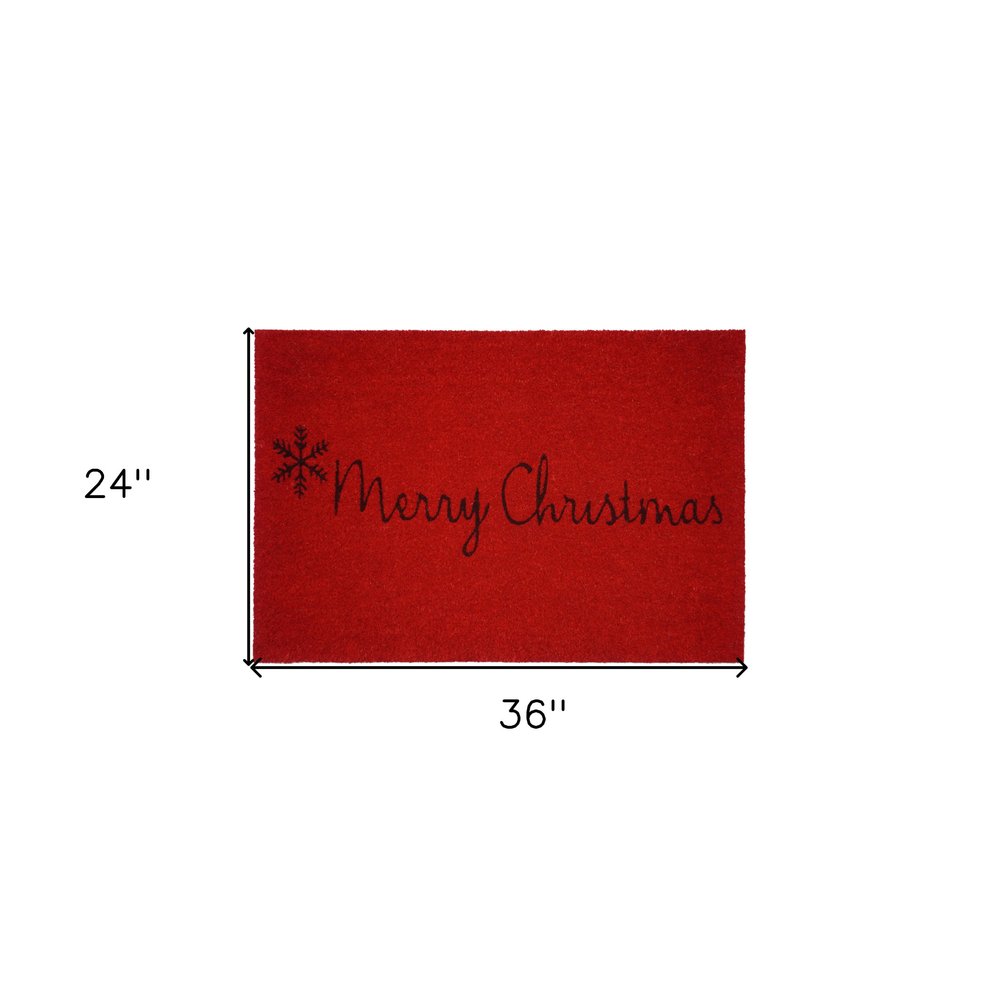 24" X 36" Red and Black Coir Merry Christmas Outdoor Christmas Door